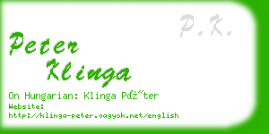 peter klinga business card